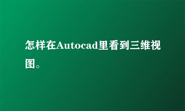 怎样在Autocad里看到三维视图。