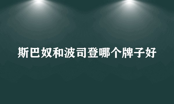 斯巴奴和波司登哪个牌子好