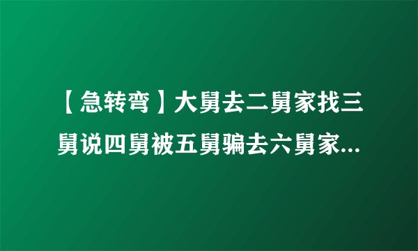 【急转弯】大舅去二舅家找三舅说四舅被五舅骗去六舅家偷七舅放在八舅柜子里九舅借十舅发给十一舅工资的1