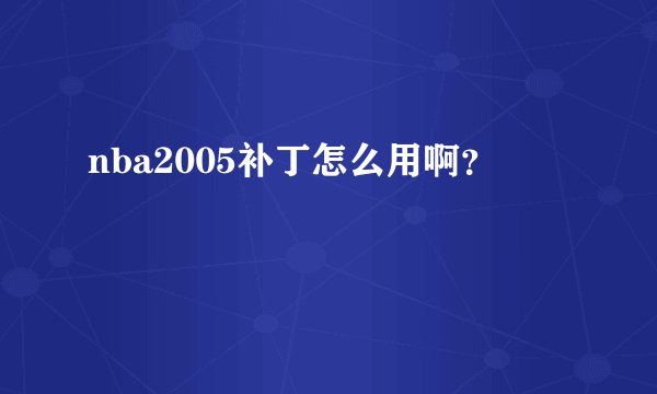 nba2005补丁怎么用啊？