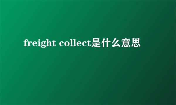 freight collect是什么意思