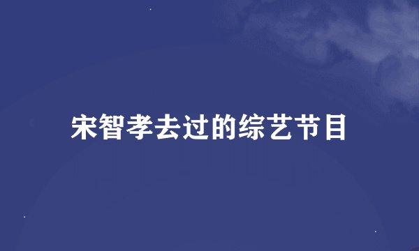 宋智孝去过的综艺节目
