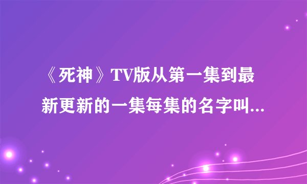 《死神》TV版从第一集到最新更新的一集每集的名字叫什么？ 谢谢