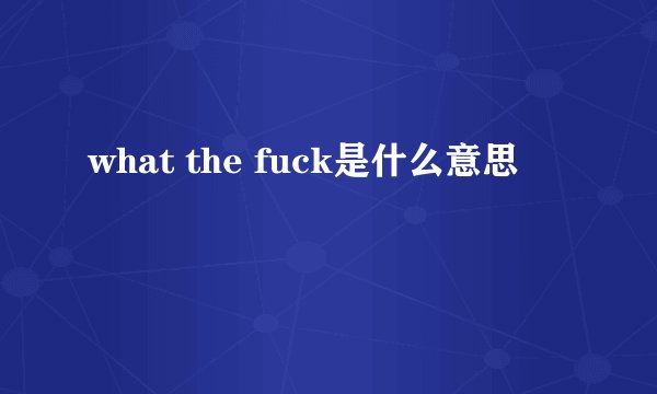 what the fuck是什么意思