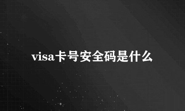 visa卡号安全码是什么