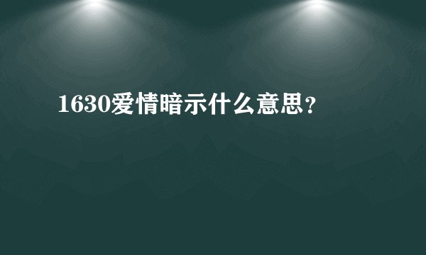 1630爱情暗示什么意思？