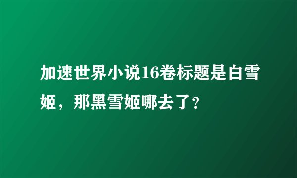 加速世界小说16卷标题是白雪姬，那黑雪姬哪去了？