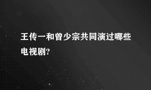 王传一和曾少宗共同演过哪些电视剧?
