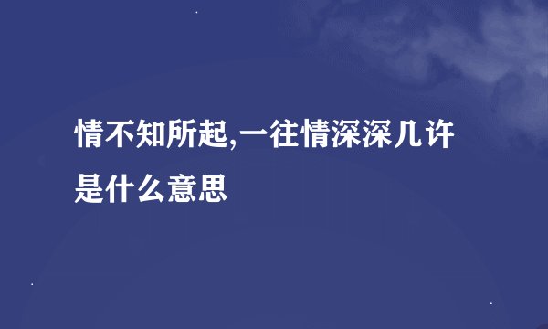 情不知所起,一往情深深几许是什么意思