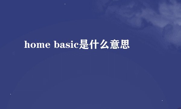 home basic是什么意思