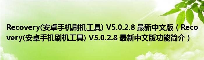 Recovery安卓手机刷机工具V5028最新中文版Recovery安卓手机刷机工具V5028最新中文版功能简介