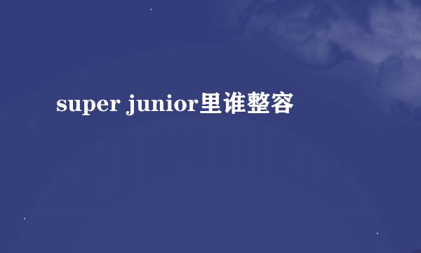super junior里谁整容