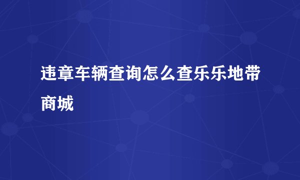 违章车辆查询怎么查乐乐地带商城