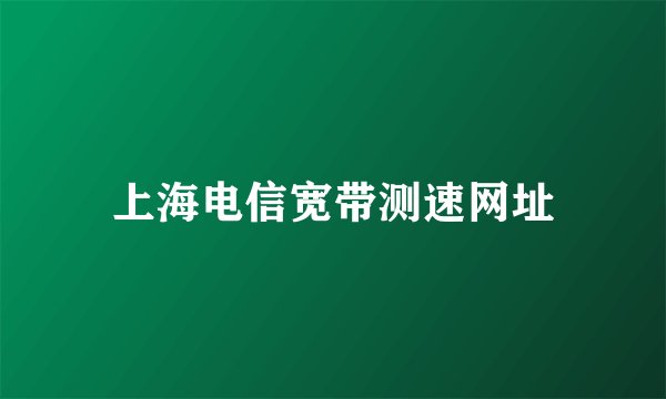 上海电信宽带测速网址