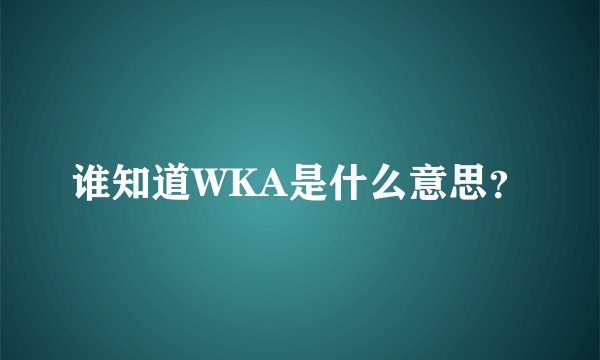 谁知道WKA是什么意思？