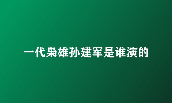 一代枭雄孙建军是谁演的
