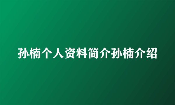 孙楠个人资料简介孙楠介绍