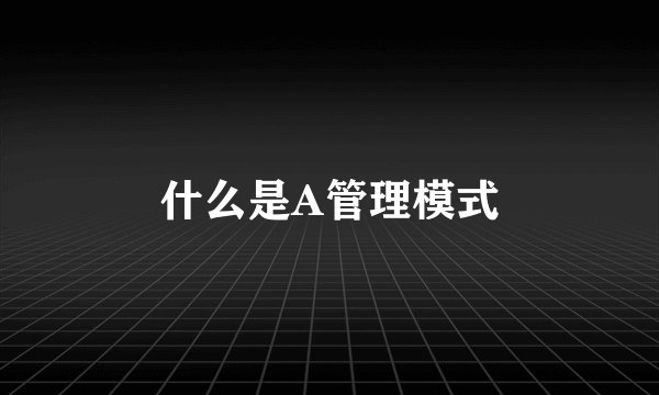 什么是A管理模式