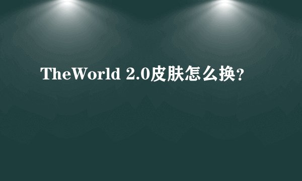 TheWorld 2.0皮肤怎么换？