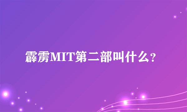 霹雳MIT第二部叫什么？
