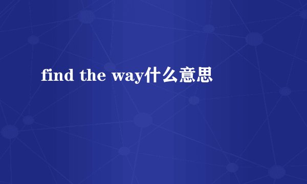 find the way什么意思