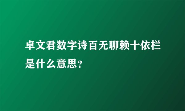 卓文君数字诗百无聊赖十依栏是什么意思?