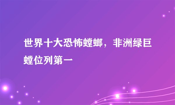 世界十大恐怖螳螂，非洲绿巨螳位列第一