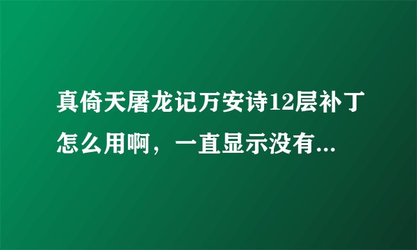 真倚天屠龙记万安诗12层补丁怎么用啊，一直显示没有光盘这是怎么回事，求求那位大虾告诉我一下。