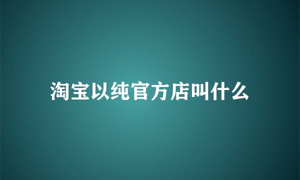淘宝以纯官方店叫什么