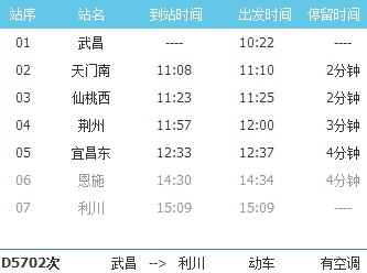 动车武昌至宜昌东途中停靠站