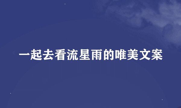 一起去看流星雨的唯美文案