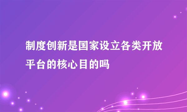 制度创新是国家设立各类开放平台的核心目的吗