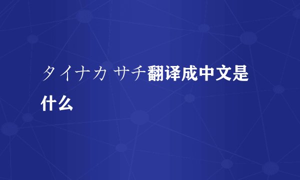 タイナカ サチ翻译成中文是什么