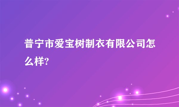 普宁市爱宝树制衣有限公司怎么样?