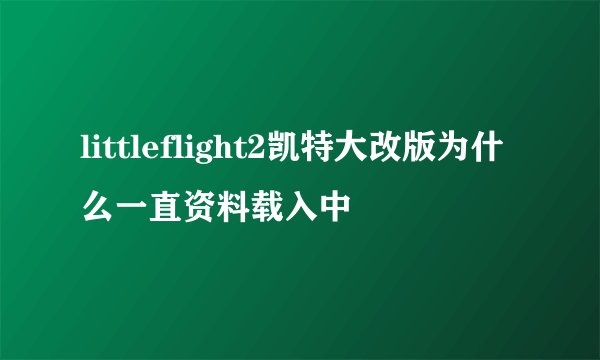 littleflight2凯特大改版为什么一直资料载入中