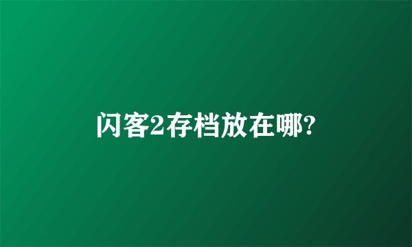 闪客2存档放在哪?