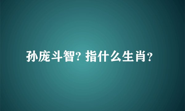 孙庞斗智? 指什么生肖？