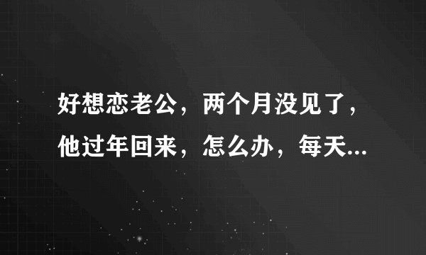 好想恋老公，两个月没见了，他过年回来，怎么办，每天心情都不好，受不了了，他又很忙很累，不能老陪我聊