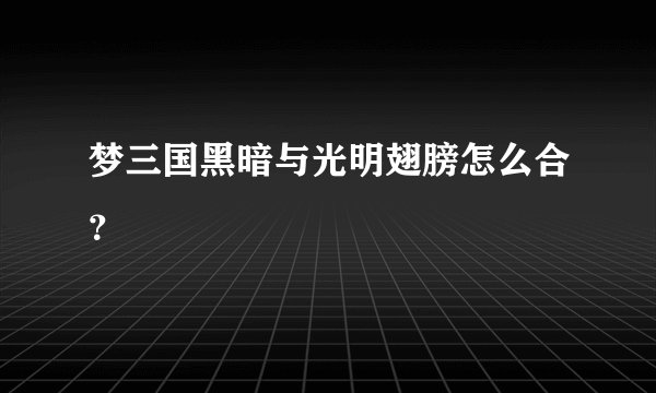 梦三国黑暗与光明翅膀怎么合？