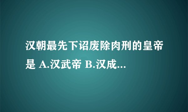 汉朝最先下诏废除肉刑的皇帝是 A.汉武帝 B.汉成帝 C.汉文帝 D.汉景帝