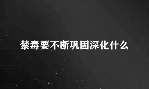 禁毒要不断巩固深化什么