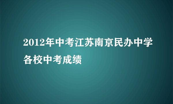 2012年中考江苏南京民办中学各校中考成绩