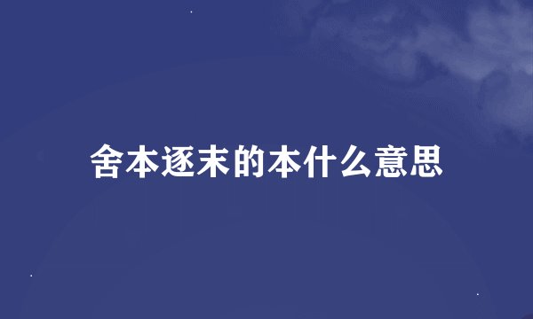舍本逐末的本什么意思