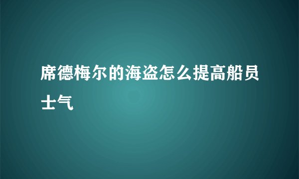 席德梅尔的海盗怎么提高船员士气