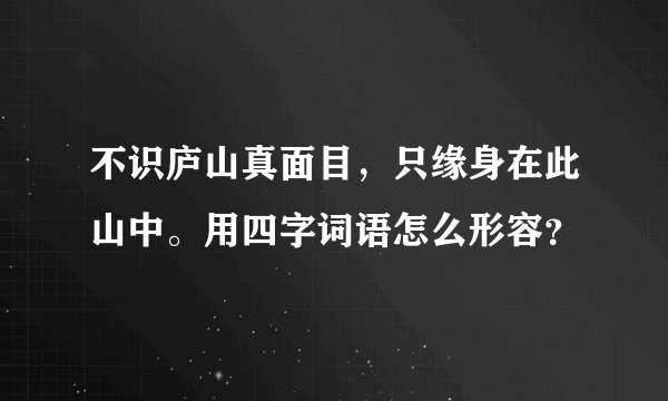 不识庐山真面目，只缘身在此山中。用四字词语怎么形容？