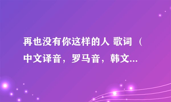再也没有你这样的人 歌词 （中文译音，罗马音，韩文，中文）