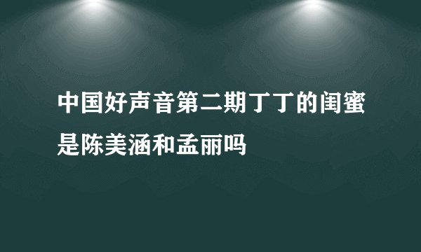 中国好声音第二期丁丁的闺蜜是陈美涵和孟丽吗