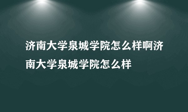 济南大学泉城学院怎么样啊济南大学泉城学院怎么样