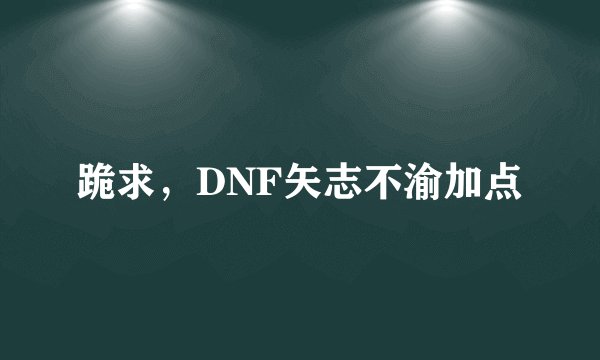 跪求，DNF矢志不渝加点