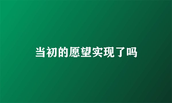 当初的愿望实现了吗